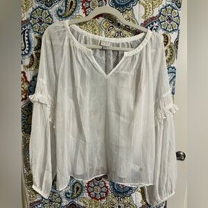 NWT! A New Day Sheer Long Puffy Sleeve Blouse